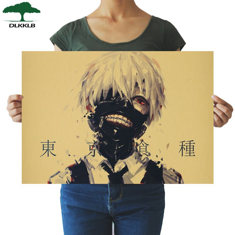 dlkklb classic animation tokyo ghoul poster vintage retro kraft paper home decoration 51 5x36cm wall sticker nordic wall canvas home and decoration