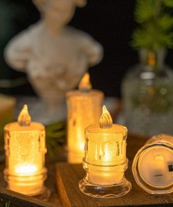 Flameless LED Light Candle LED Crystal Candle Light Transparent Shell Desk Electronic Night Lamp Dating Party Holiday Home Decor