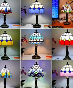 Mediterranean Style Restaurant Bar Cafe LED Vintage Desk Lamp Bedside Colorful Glass Table Lamps Nightstand Light Bedroom Lamp