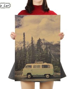 TIE LER 1PC Nostalgia Kraft Paper Poster Art Wallpaper Home Room Wall Decoration landscape Cafe Interior Decoration Poster